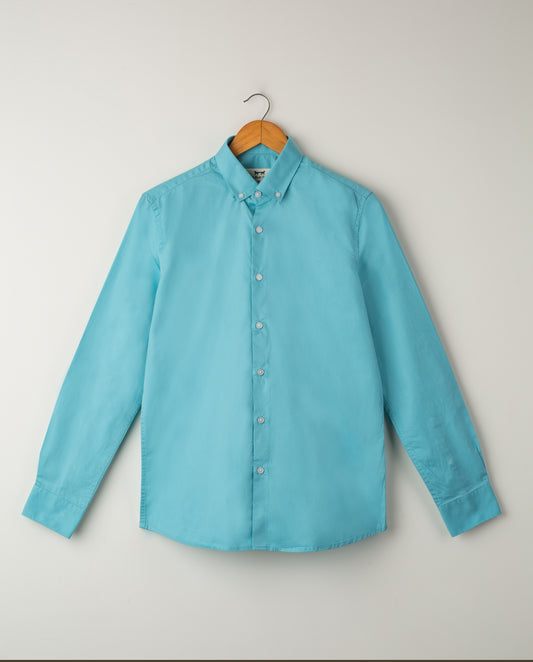 SEA BLUE TWILL FULL SLEEVE SHIRT