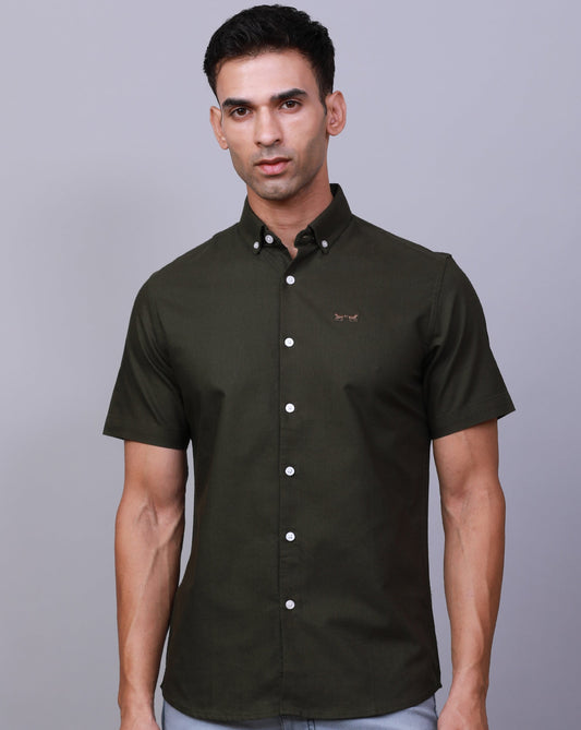 MILITARY GREEN HALF SLEEVE SHIRT