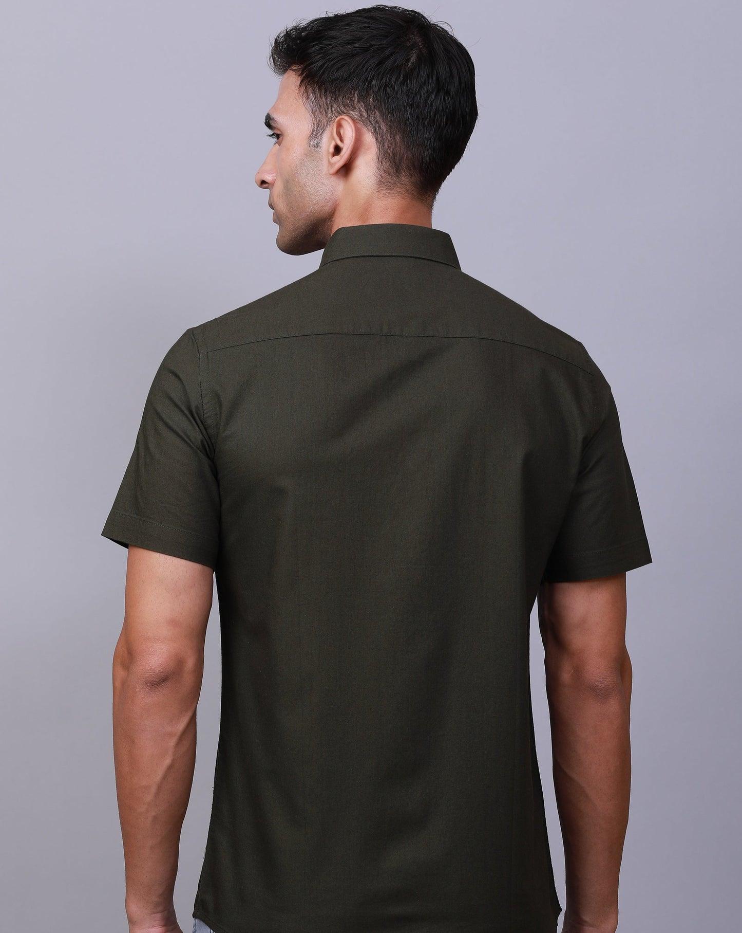 MILITARY GREEN HALF SLEEVE SHIRT