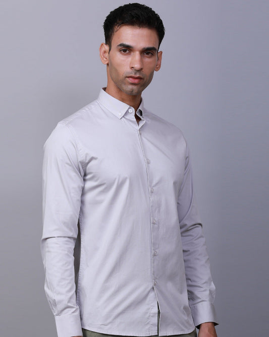 LIGHT GREY TWILL  FULL SLEEVE SHIRT