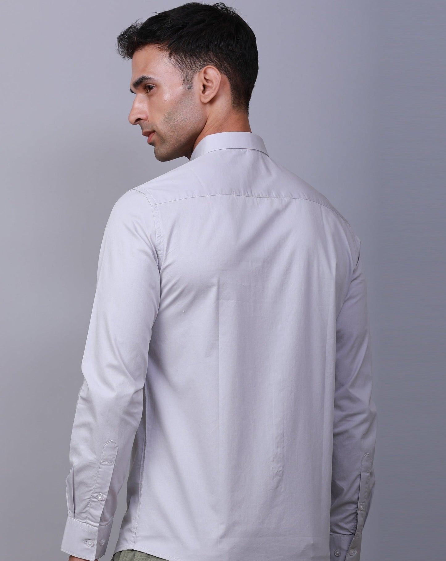 LIGHT GREY TWILL  FULL SLEEVE SHIRT