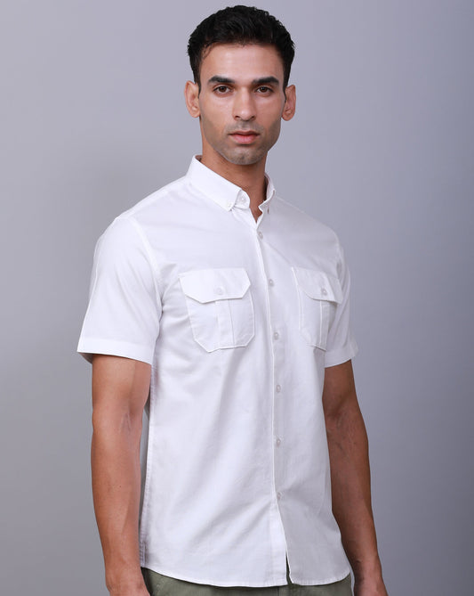 WHITE HALF SLEEVE SHIRT