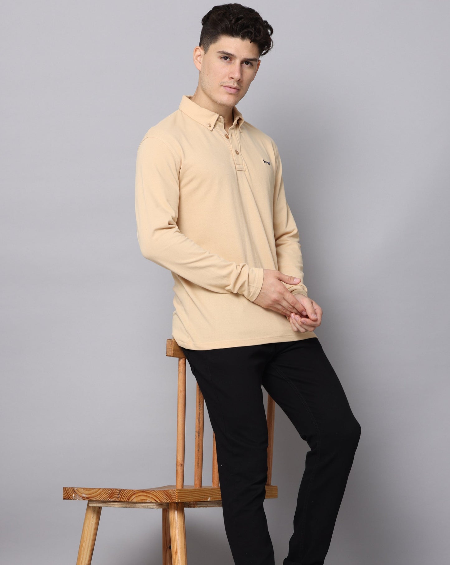 BEIGE POLO T-SHIRT