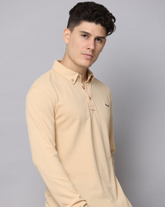 BEIGE POLO T-SHIRT