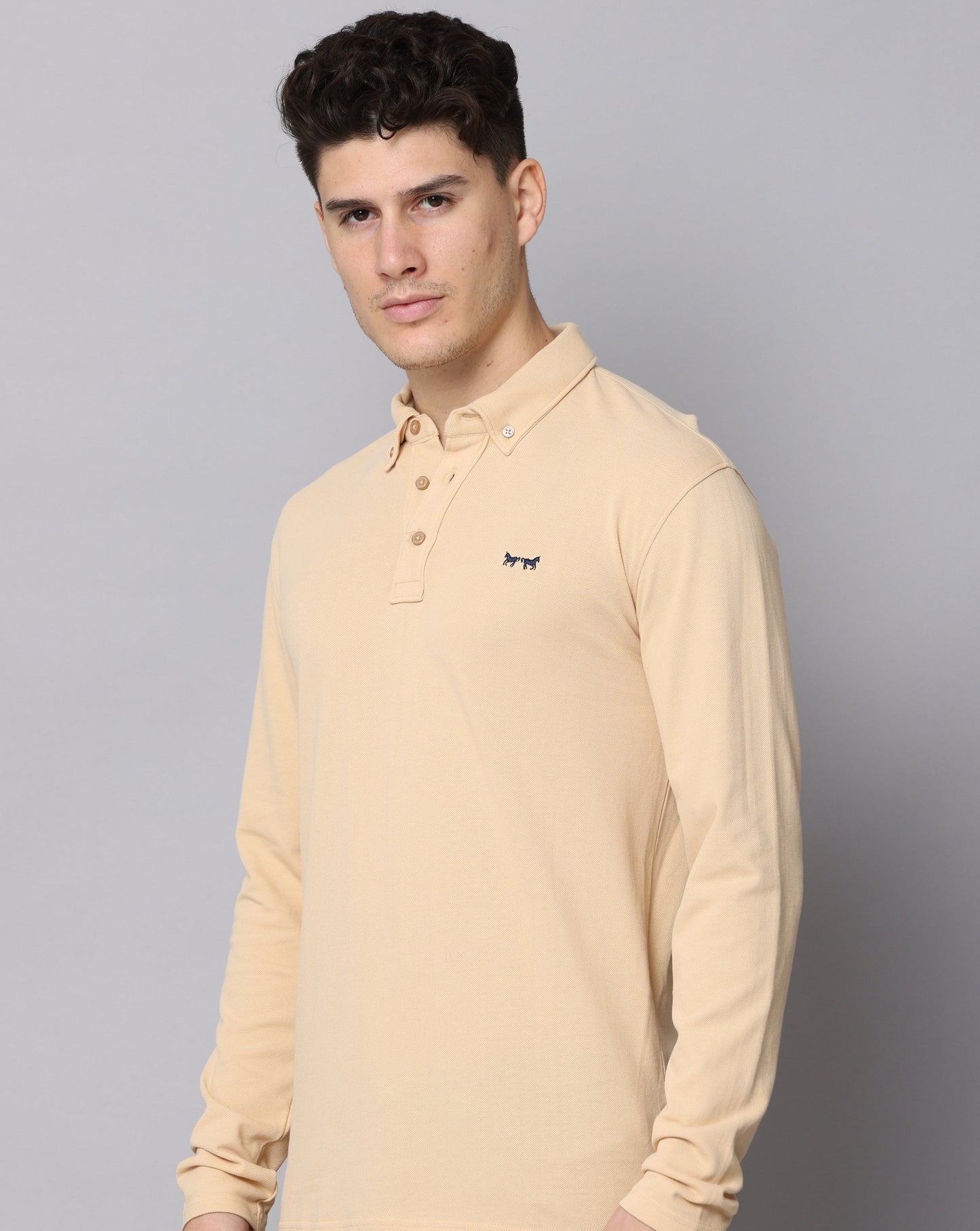 BEIGE POLO T-SHIRT